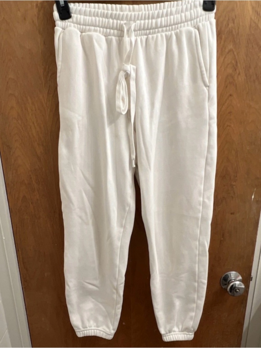Fabletics Women's White Jogger Pants SMALL Drawstring Elastic Waist Activewear